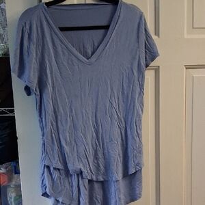 Women's Blue Latched Mama Nursing Shirt
